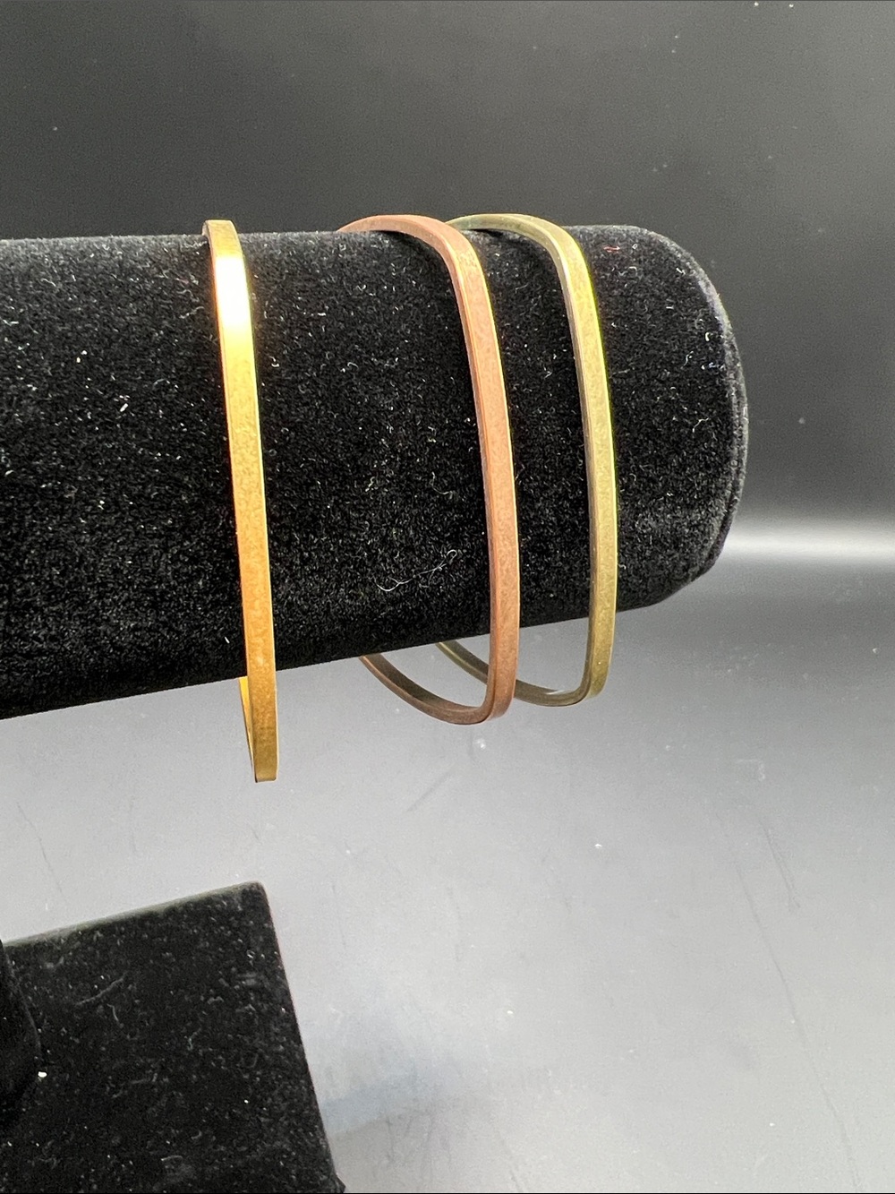 Minimalist Tri-Tone Metal Bangle Set - Women Jewelry